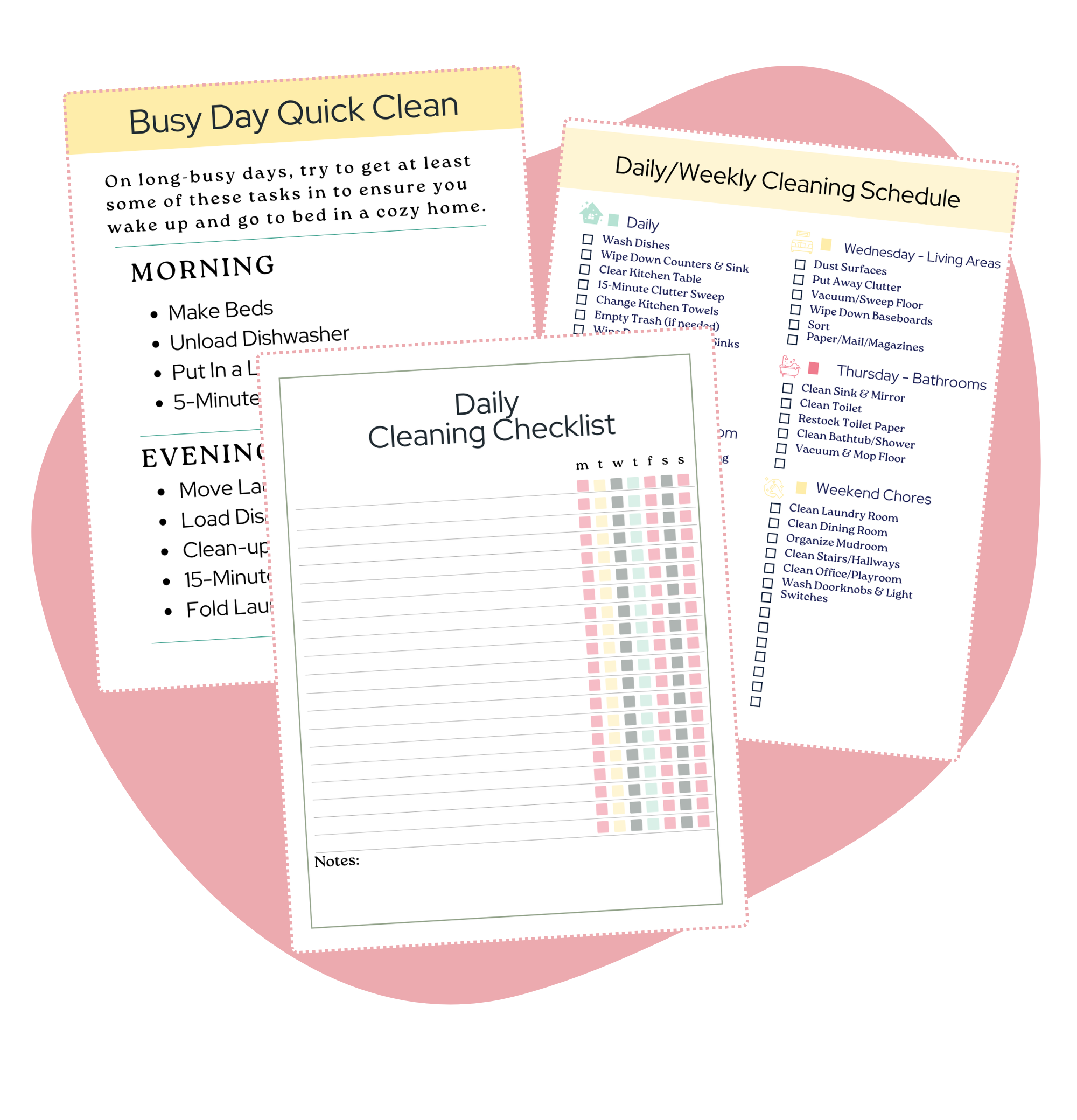Pretty Cleaning Checklists